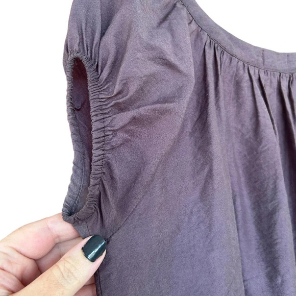 A Line Women's Brown Mini Sack Dress Cinched Bottom Size Small - Picture 8 of 9